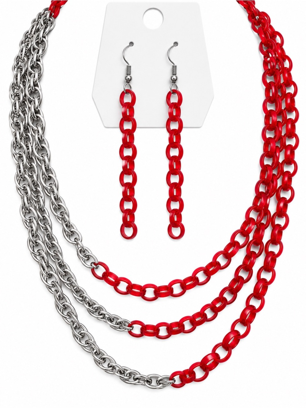 Red-y or Not Necklace & Earrings Set